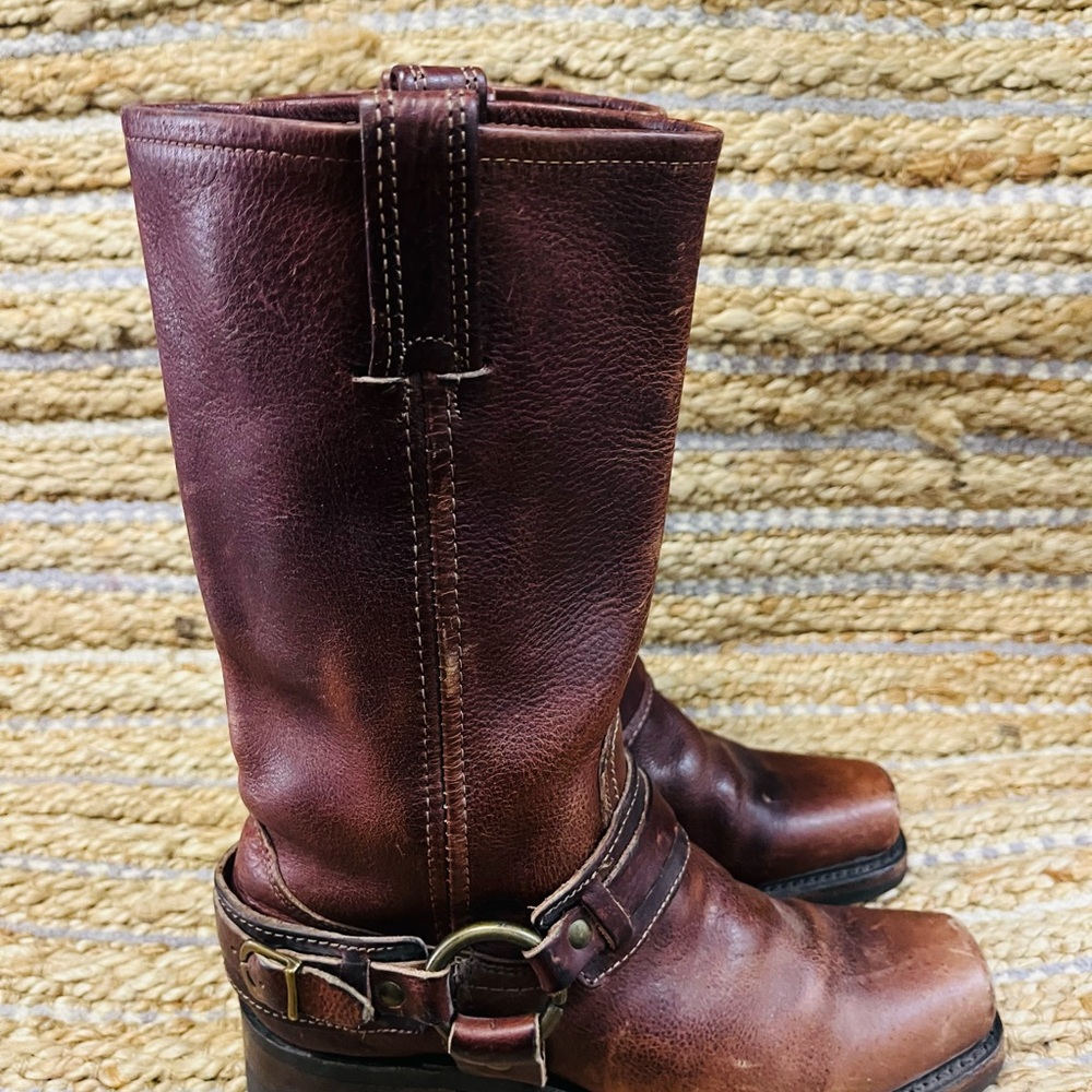 Frye Women's Dark Brown Leather Moto Boots